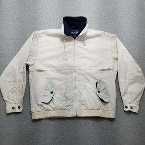 La Mode Jacket Mens XL White Long Sleeve Full‎ Zip Pockets Windbreaker